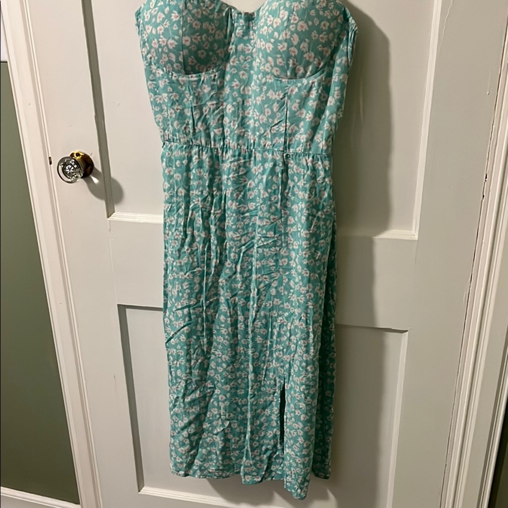 Floral Strapless Dress in Green
